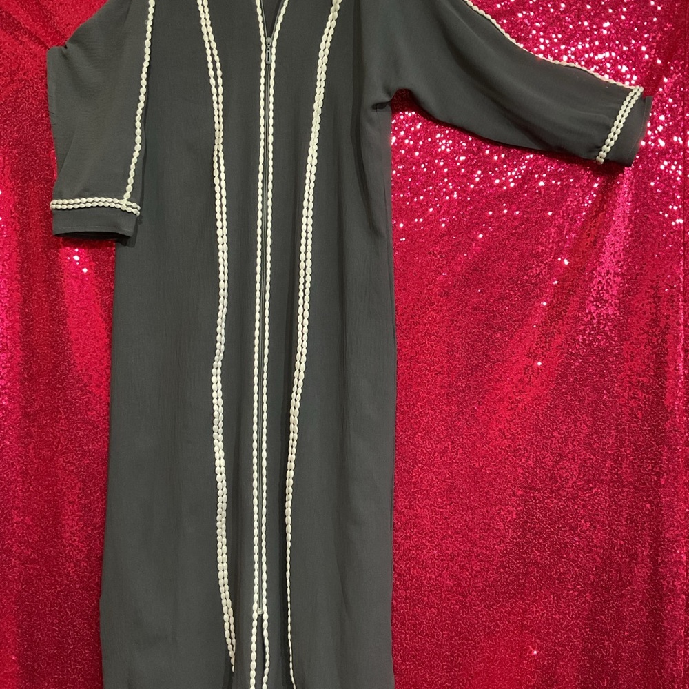 Elegant Black Dress with White Trim